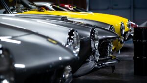 Classic car being inspected for valuation report